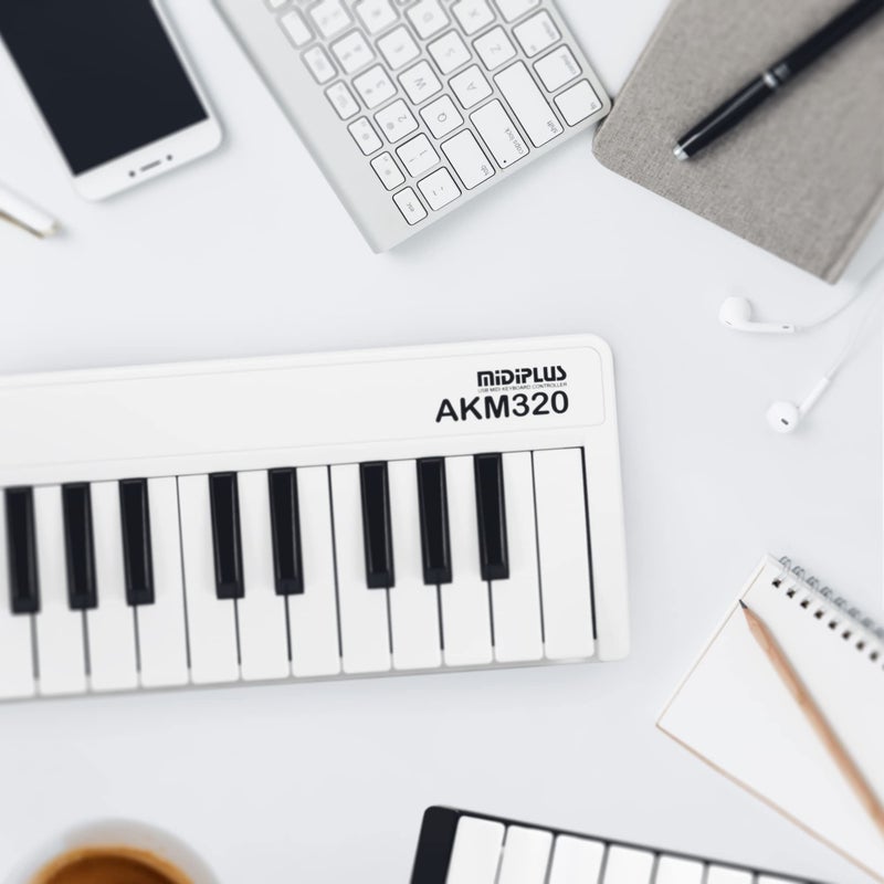 MiDiPLUS وحدة تحكم لوحة مفاتيح MIDI AKM320، إصدار أبيض مع Cubase LE 12 - Image 2